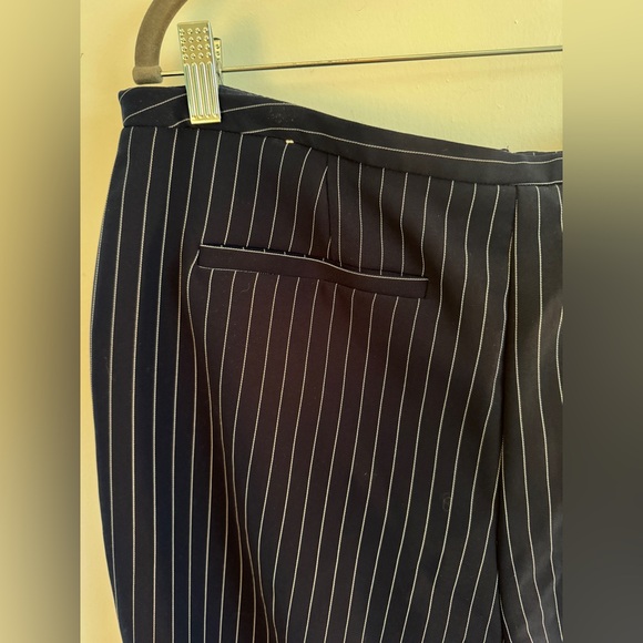 Chico's Blue + White Pinstrip Classic Straight-Leg Cut Trousers - Picture 5 of 15